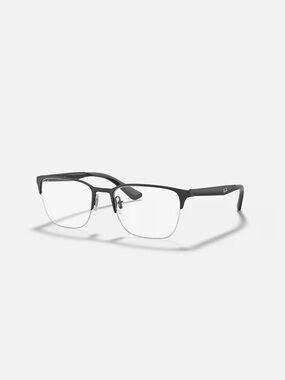 New Ray-Ban Men’s Black Semi-Rimless Eyeglasses with Clear Lenses